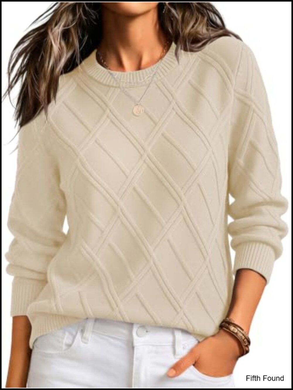 Cable Knit Sweater Women's Long Sleeve Crewneck Pullover